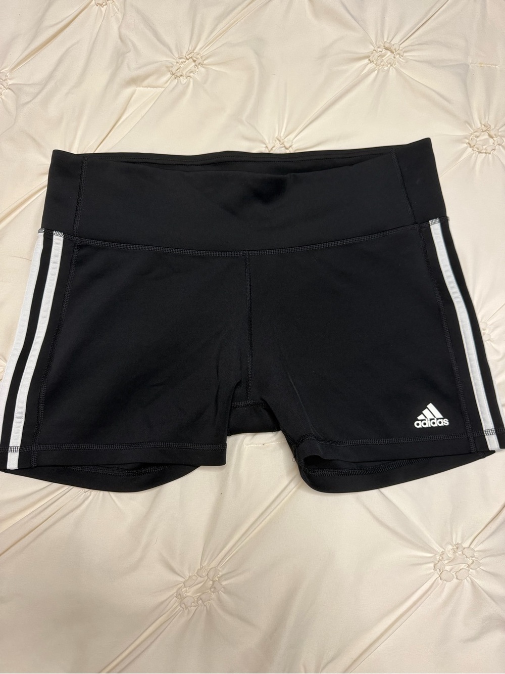 adidas Black Bike Shorts with White Side Stripes